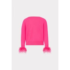 Milly Feather Sweater Pink Women’s Size XL NEW